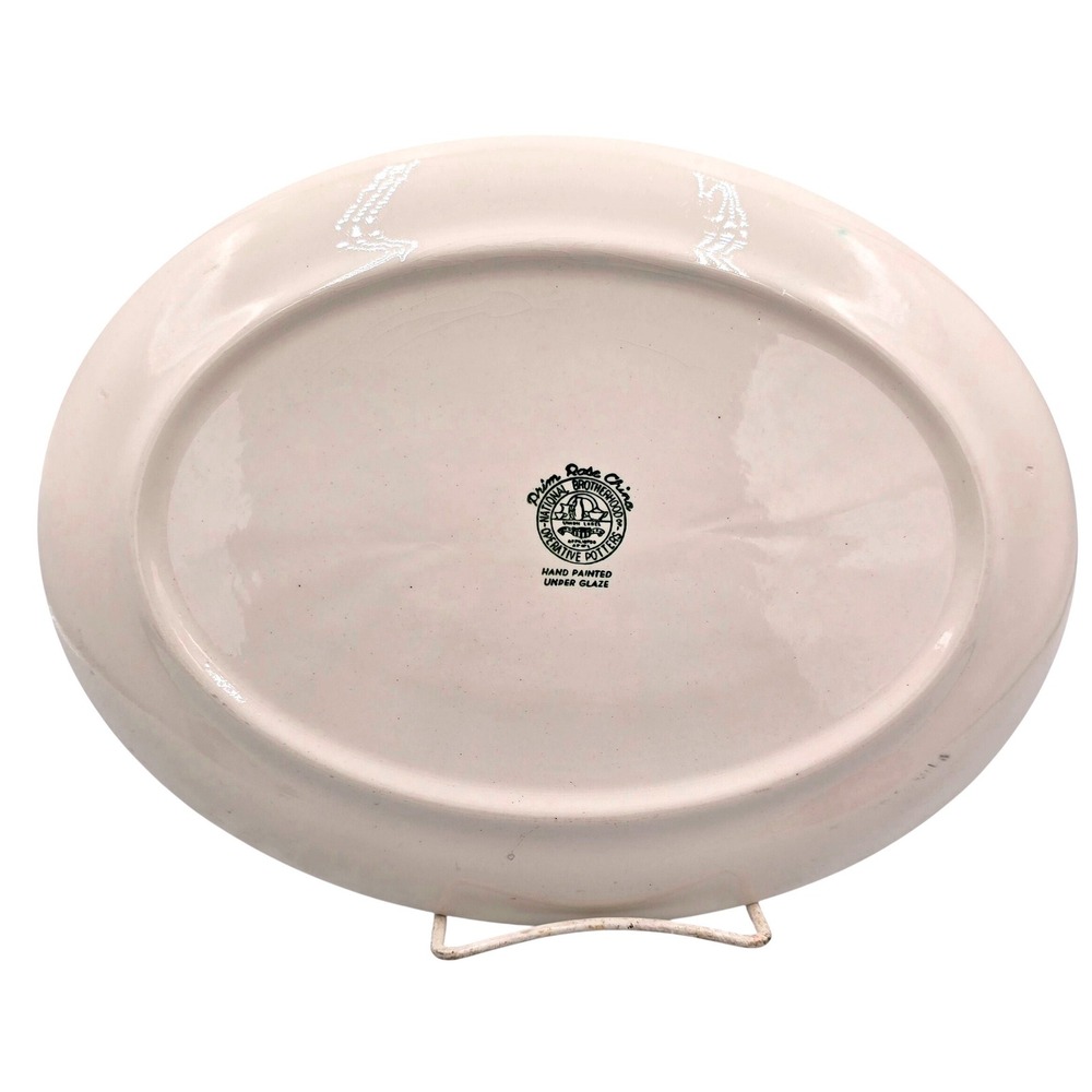 RARE Vintage Brown Cross Brushstroke Background  PLATTER Prim‎ Rose China - Picture 6 of 12